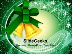 Golden Bells And Green Ribbon PowerPoint Templates Ppt Backgrounds For Slides 1212 Golden Bells And Green Ribbon PowerPoint Templates Ppt Backgrounds For Slides 1212