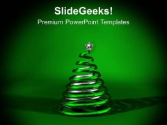 Green And Silver Christmas Ornament PowerPoint Template 1113 Green And Silver Christmas Ornament PowerPoint Template 1113