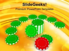Green Chips For Poker On Playing Table PowerPoint Templates Ppt Backgrounds For Slides 0213