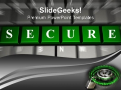 Green Secure Word On Keyboard PowerPoint Templates Ppt Backgrounds For Slides 0213