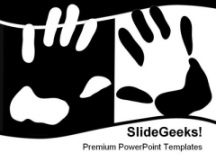 Hand Print People PowerPoint Template 0810 Hand Print People PowerPoint Template 0810