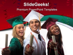 Happy Graduates Education PowerPoint Template 1010 Happy Graduates Education PowerPoint Template 1010