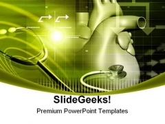 Heart With Stethoscope Medical PowerPoint Themes And PowerPoint Slides 0211