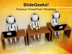 Image Of 3d Men In Call Center PowerPoint Templates Ppt Backgrounds For Slides 0713