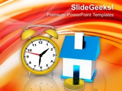 Image Of Blue House With Clock PowerPoint Templates Ppt Backgrounds For Slides 0713 Image Of Blue House With Clock PowerPoint Templates Ppt Backgrounds For Slides 0713