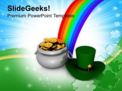 Irish Hat And Pot Of Gold Coins Patricks Day PowerPoint Templates Ppt Backgrounds For Slides 0313
