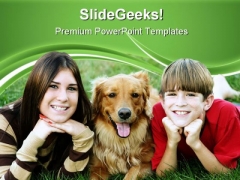Kids With Dog Children PowerPoint Themes And PowerPoint Slides 0511
