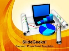 Laptop With Bar Graph And Pie Chart PowerPoint Templates Ppt Backgrounds For Slides 0713 Laptop With Bar Graph And Pie Chart PowerPoint Templates Ppt Backgrounds For Slides 0713