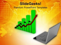 Laptop With Business Bar Graph Technology PowerPoint Templates Ppt Backgrounds For Slides 0713