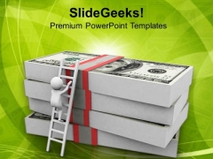 Man Climbing Up On Dollars PowerPoint Templates Ppt Backgrounds For Slides 0813 Man Climbing Up On Dollars PowerPoint Templates Ppt Backgrounds For Slides 0813