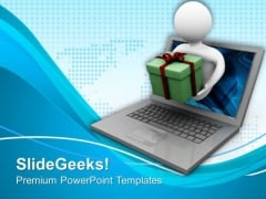 Man Come Out From Computer Screen PowerPoint Templates Ppt Backgrounds For Slides 0713 Man Come Out From Computer Screen PowerPoint Templates Ppt Backgrounds For Slides 0713