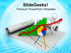 Man Holding Bar Graph And Pie Chart PowerPoint Templates Ppt Backgrounds For Slides 0813 Man Holding Bar Graph And Pie Chart PowerPoint Templates Ppt Backgrounds For Slides 0813
