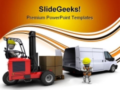 Man In Forklift Truck Industrial PowerPoint Templates And PowerPoint Backgrounds 0311