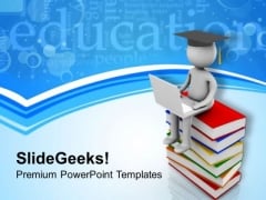 Man Sitting On Books With Laptop PowerPoint Templates Ppt Backgrounds For Slides 0813 Man Sitting On Books With Laptop PowerPoint Templates Ppt Backgrounds For Slides 0813