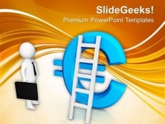 Man With Ladder And Euro Symbol PowerPoint Templates Ppt Backgrounds For Slides 0713 Man With Ladder And Euro Symbol PowerPoint Templates Ppt Backgrounds For Slides 0713