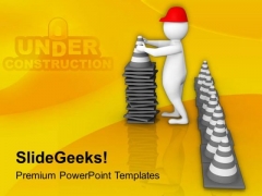 Man With Traffic Cones PowerPoint Templates Ppt Backgrounds For Slides 0813 Man With Traffic Cones PowerPoint Templates Ppt Backgrounds For Slides 0813