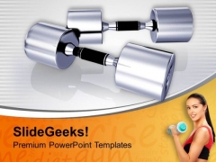 Metallic Dumbbells Health PowerPoint Templates Ppt Backgrounds For Slides 0213 Metallic Dumbbells Health PowerPoint Templates Ppt Backgrounds For Slides 0213