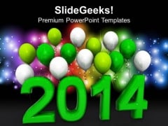 New Year 2014 With Balloons PowerPoint Template 1113 New Year 2014 With Balloons PowerPoint Template 1113