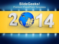 New Year 2014 With Globe PowerPoint Template 1113 New Year 2014 With Globe PowerPoint Template 1113