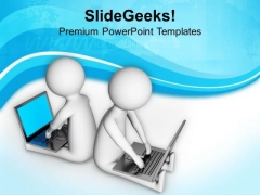 Partners Surfing On Internet PowerPoint Templates Ppt Backgrounds For Slides 0813