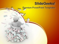 Person Buried In Bills Finance PowerPoint Templates And PowerPoint Backgrounds 0511 Person Buried In Bills Finance PowerPoint Templates And PowerPoint Backgrounds 0511