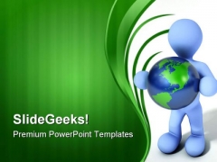 Person Holding Earth Global PowerPoint Templates And PowerPoint Backgrounds 0411