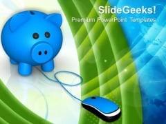 Piggy Bank With Computer And Mouse Connection PowerPoint Templates And PowerPoint Themes 0912 Piggy Bank With Computer And Mouse Connection PowerPoint Templates And PowerPoint Themes 0912
