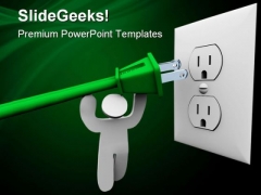 Power Plug Green Energy Metaphor PowerPoint Backgrounds And Templates 1210