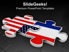 Puzzle Pieces Of Us Flag And France Flag PowerPoint Templates Ppt Backgrounds For Slides 0813 Puzzle Pieces Of Us Flag And France Flag PowerPoint Templates Ppt Backgrounds For Slides 0813