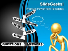 Questions Answers Signpost Business PowerPoint Templates And PowerPoint Backgrounds 0911