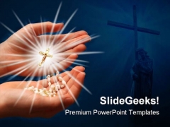 Rays Of Cross Religion PowerPoint Template 0610