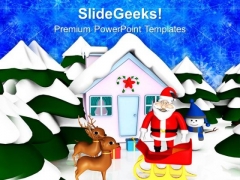Santa Claus With Reindeer Christmas Eve PowerPoint Templates Ppt Backgrounds For Slides 1212 Santa Claus With Reindeer Christmas Eve PowerPoint Templates Ppt Backgrounds For Slides 1212