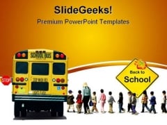 School Bus Travel PowerPoint Template 0810
