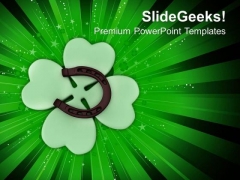 Shamrock And Horseshoe Happy St Patricks Day PowerPoint Templates Ppt Backgrounds For Slides 0313