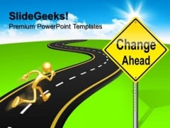 Signpost Change Ahead Metaphor PowerPoint Templates And PowerPoint Themes 0612 Signpost Change Ahead Metaphor PowerPoint Templates And PowerPoint Themes 0612
