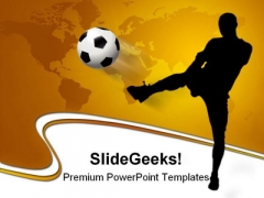 Soccer Player With World Map Game PowerPoint Themes And PowerPoint Slides 0211