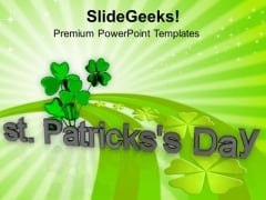 St Patricks Day With Clover Leaves Background PowerPoint Templates Ppt Backgrounds For Slides 0313