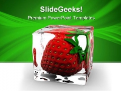 Strawberry In Ice Food PowerPoint Themes And PowerPoint Slides 0511