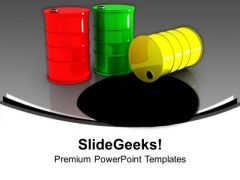 Three Oil Barrels Metallic Petroleum Industrial PowerPoint Templates And PowerPoint Themes 1112 Three Oil Barrels Metallic Petroleum Industrial PowerPoint Templates And PowerPoint Themes 1112