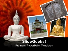 White Buddha Isolated Against Religion PowerPoint Templates And PowerPoint Themes 0712