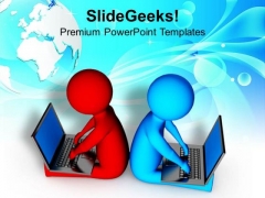 Working On Laptop Makes Your Business Easy PowerPoint Templates Ppt Backgrounds For Slides 0713