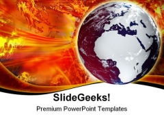 World Under Fire Globe PowerPoint Templates And PowerPoint Backgrounds 0311 World Under Fire Globe PowerPoint Templates And PowerPoint Backgrounds 0311