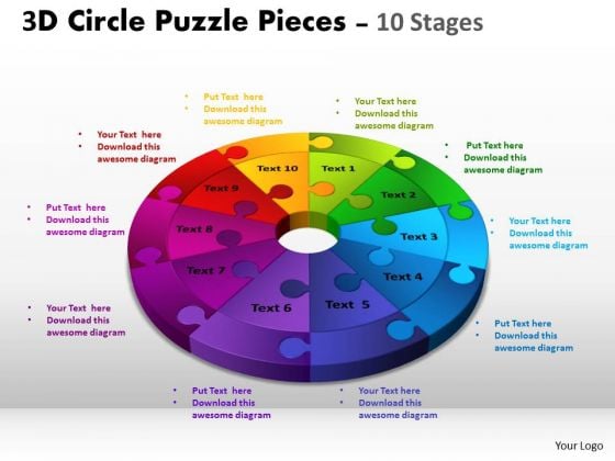 Business Cycle Diagram 3d Circle Puzzle Diagram 10 Stages Slide Layout Consulting Diagram