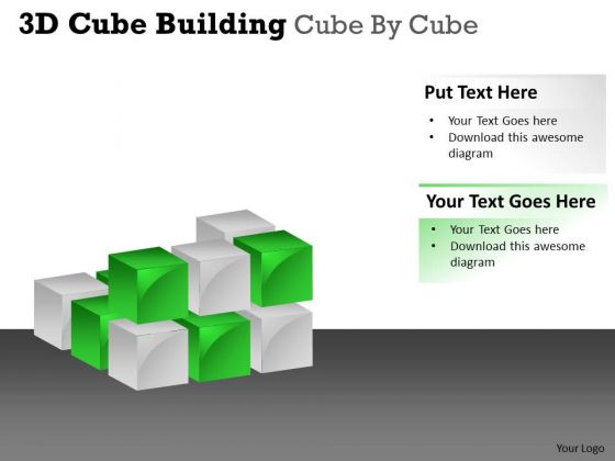 Business Cycle Diagram 3d Cube Building Cube By Cube Sales Diagram