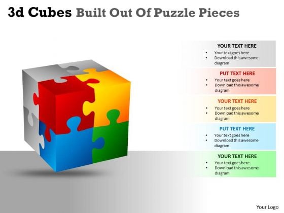 Business Cycle Diagram 3d Cubes Built Out Of Puzzle Pieces Business Diagram