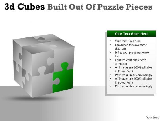 Business Cycle Diagram 3d Cubes Built Out Of Puzzle Pieces Strategic Management