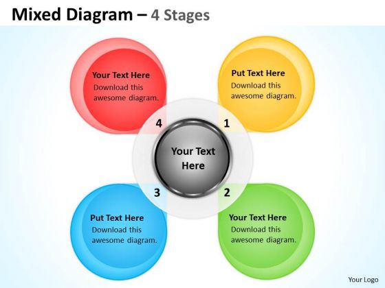 Business Cycle Diagram Flower Petal Mixed Diagram 4 Stages Business Finance Strategy Development