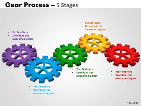 Business Cycle Diagram Gears Process 5 Stages Style Business Diagram