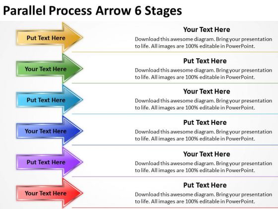 Business Cycle Diagram Parallel Process Arrow 6 Stages Marketing Diagram