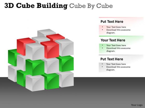 Business Diagram 3d Cube Building Cube By Cube Sales Diagram